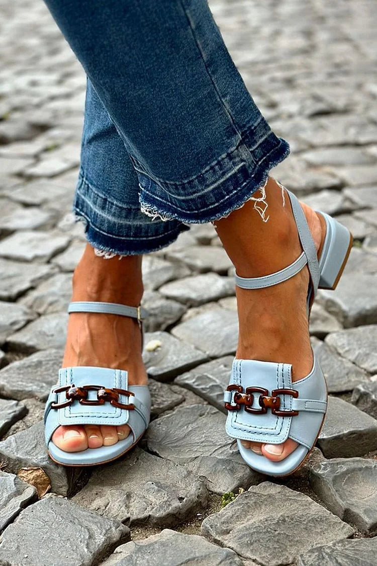 Sandali Eleganti Con Tacco Medio Celesti Da Donna