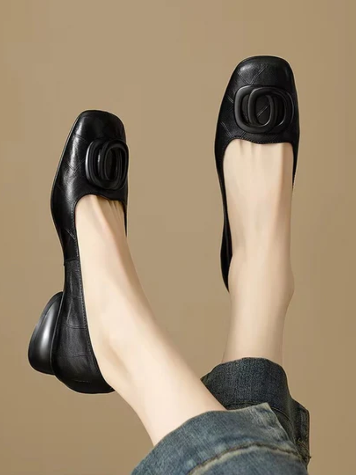 Ballerine Punta Squadrata Con Fibbia Da Donna