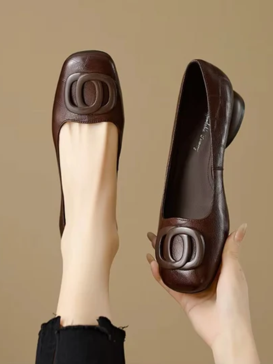 Ballerine Punta Squadrata Con Fibbia Da Donna
