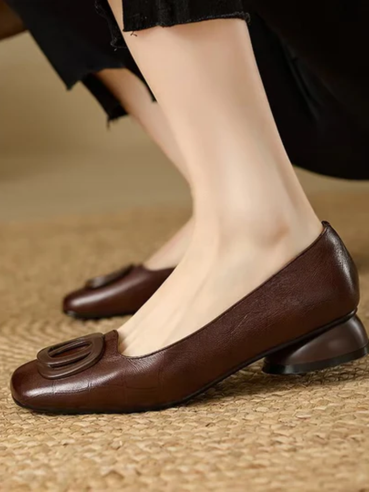 Ballerine Punta Squadrata Con Fibbia Da Donna