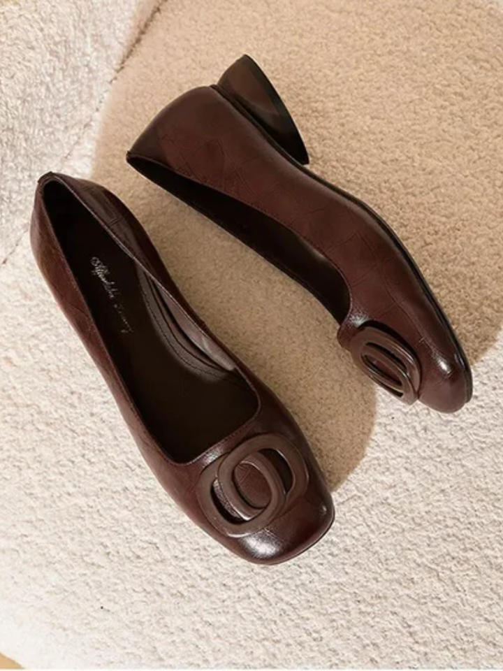 Ballerine Punta Squadrata Con Fibbia Da Donna