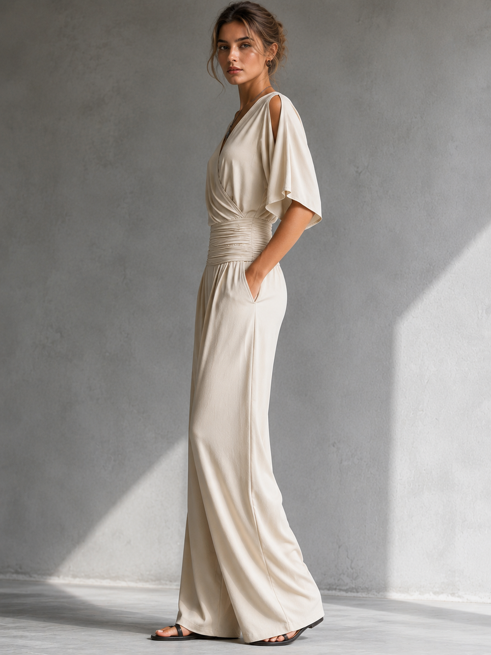 Completo Con Top Incrociato E Pantaloni Larghi Da Donna