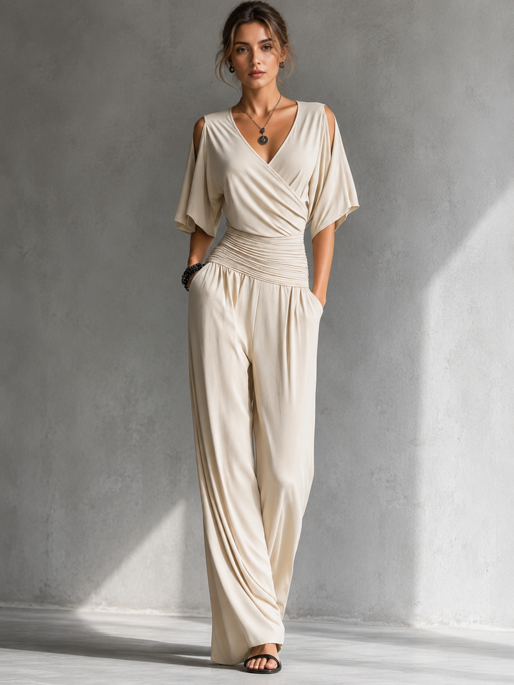 Completo Con Top Incrociato E Pantaloni Larghi Da Donna