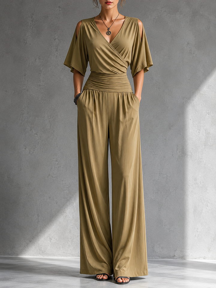 Completo Con Top Incrociato E Pantaloni Larghi Da Donna