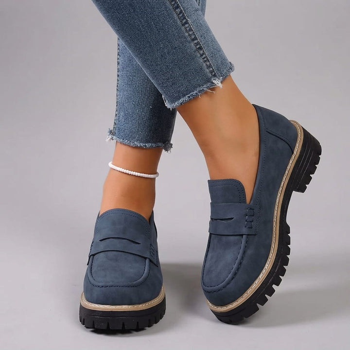 Mocassini Con Plateau Stile College Da Donna