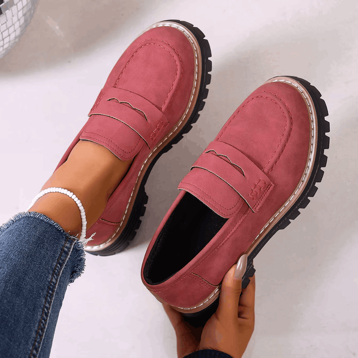Mocassini Con Plateau Stile College Da Donna