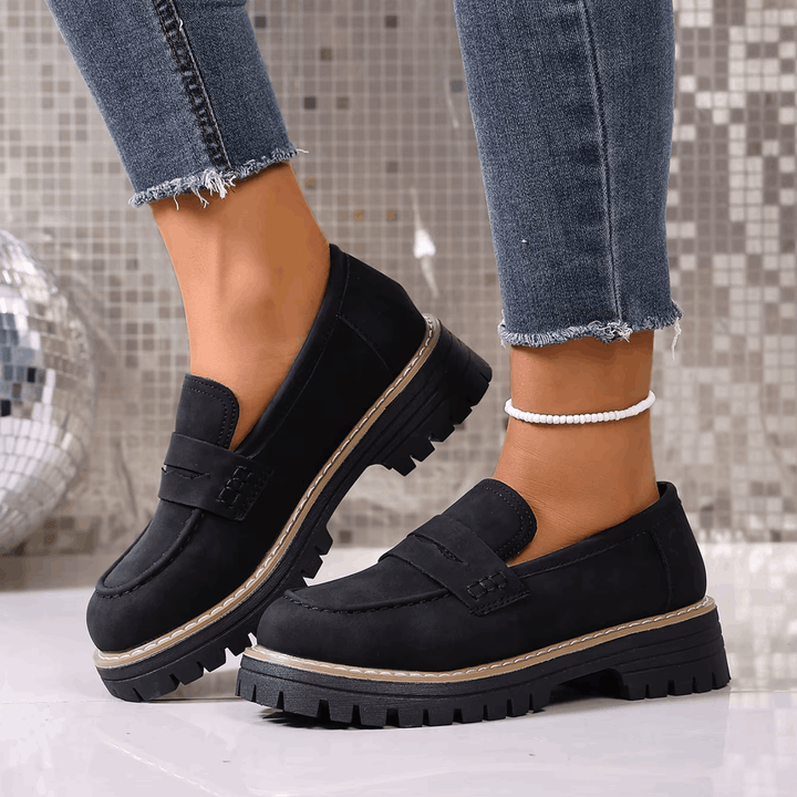 Mocassini Con Plateau Stile College Da Donna