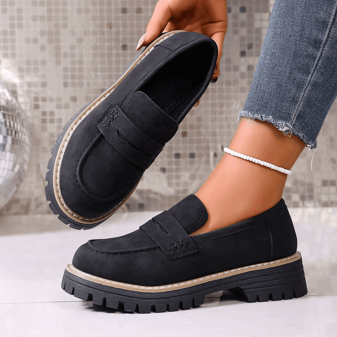 Mocassini Con Plateau Stile College Da Donna