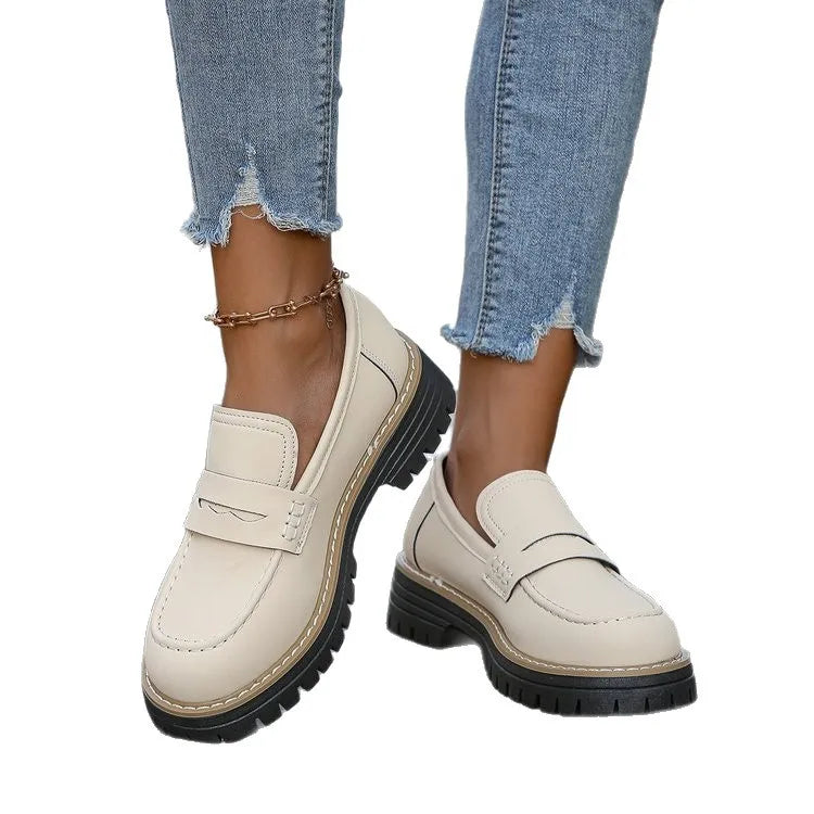 Mocassini Con Plateau Stile College Da Donna