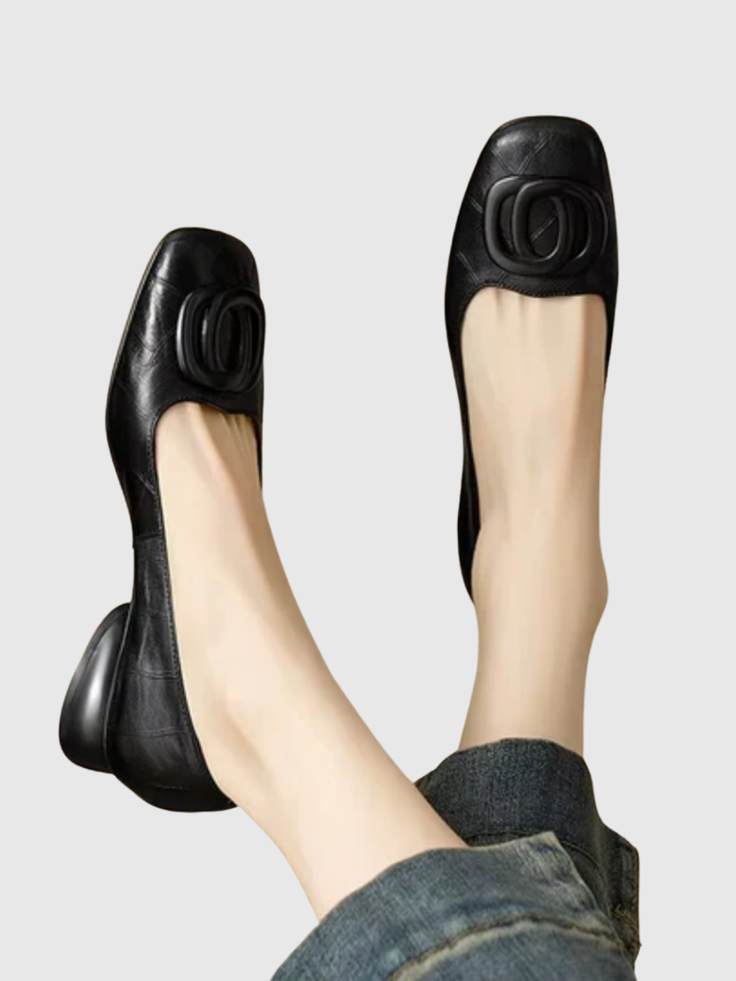 Ballerine Punta Squadrata Con Fibbia Da Donna