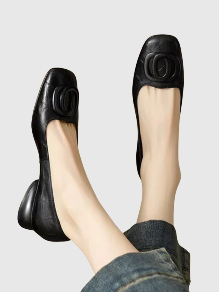 Ballerine Punta Squadrata Con Fibbia Da Donna