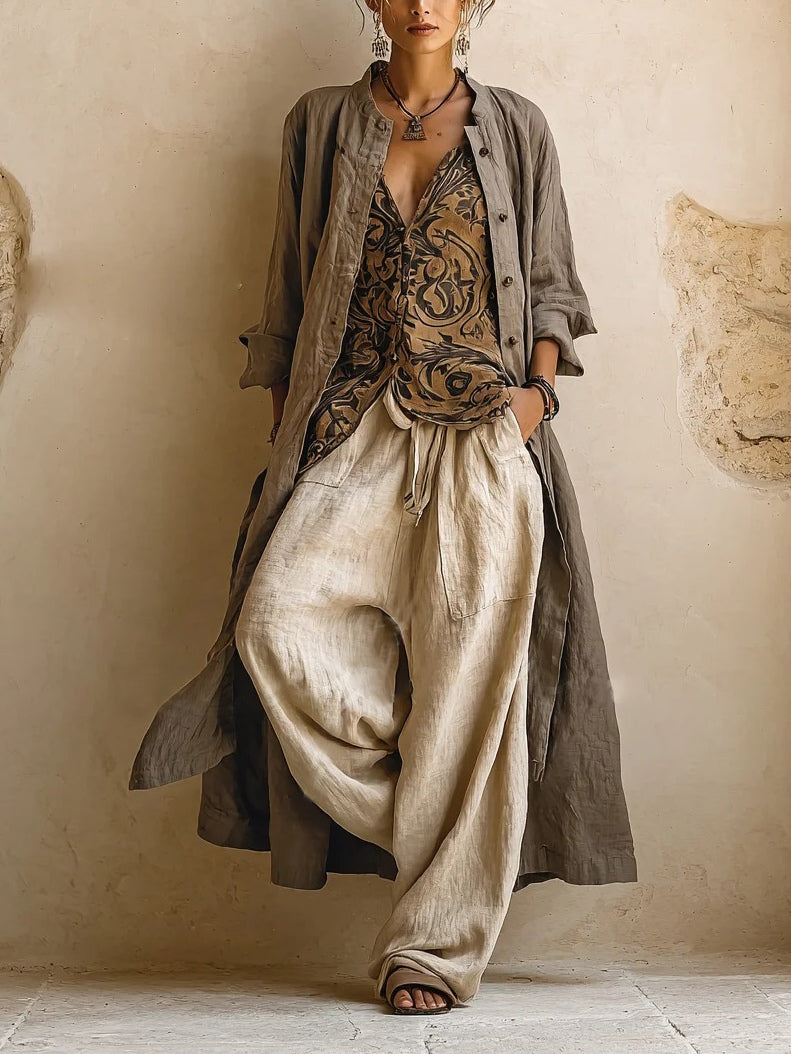 Completo 3 Pezzi Boho Stampato Da Donna