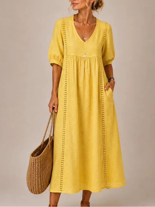 Abito Midi Estivo con Scollo a V da Donna