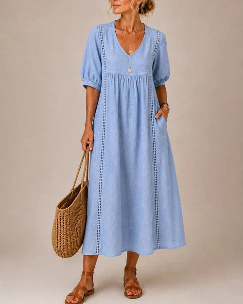 Abito Midi Estivo Scollo A V Da Donna