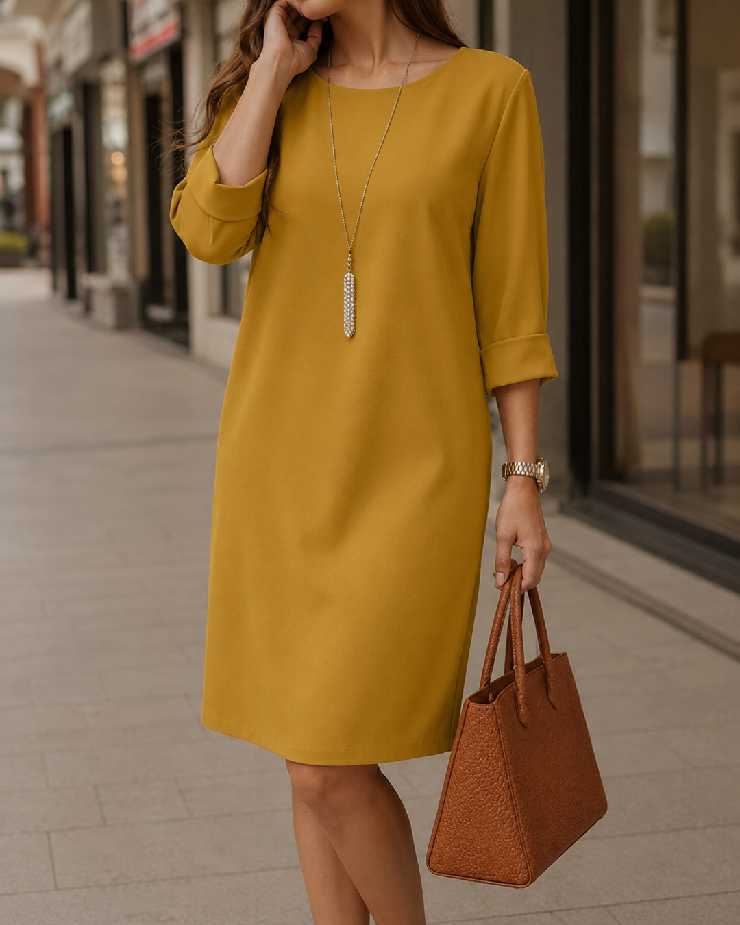 Abito Midi Svasato Elegante Da Donna