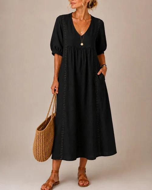 Abito Midi Estivo con Scollo a V da Donna