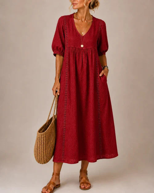 Abito Midi Estivo Scollo A V Da Donna