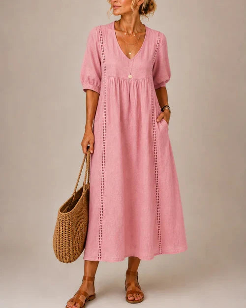 Abito Midi Estivo con Scollo a V da Donna