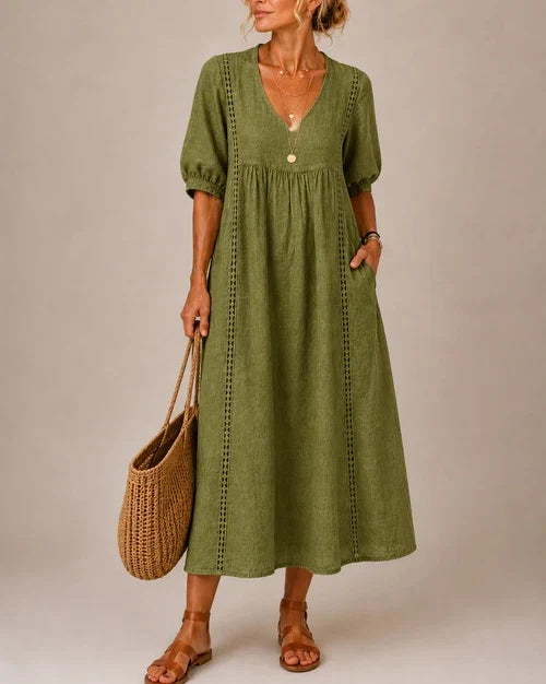 Abito Midi Estivo con Scollo a V da Donna